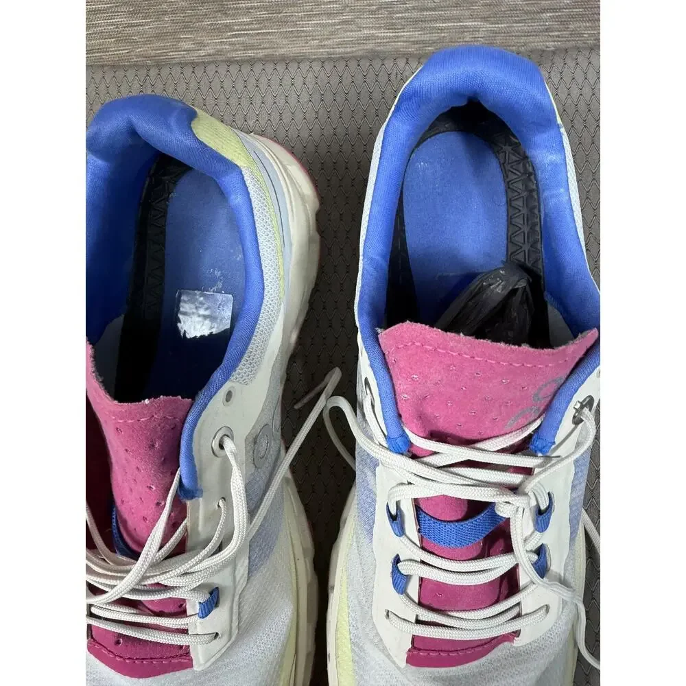 On Shoes Womens Size 11 White Pink Yellow Mesh Running CloudTec Road Sneakers